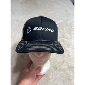Boeing Richardson Snapback Trucker Hat Black & White Mesh Adjustable Cap